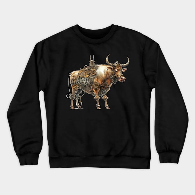 Steampunk Ox Crewneck Sweatshirt by Chromatic Fusion Studio